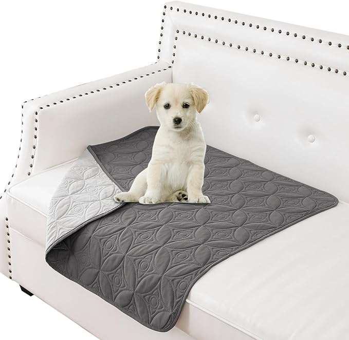 Waterproof Dog Blanket, 30x30 inches Small Pet Couch Covers for Sofa, Chair Bed Furniture Protector from Dogs Washable and Reversible-Lightgrey+Darkgrey