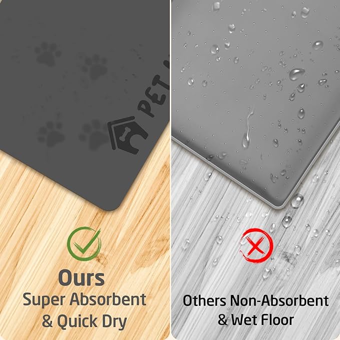 Pet Feeding Mats-Absorbent Dog Mat for Food and Water Bowl, Dog Accessories Pet Supplies, Quick Dry No Stains Water Dispenser Mat for Pet, Non-Slip Bowl mat for Messy Drinkers (Pet Home, 16"x24")
