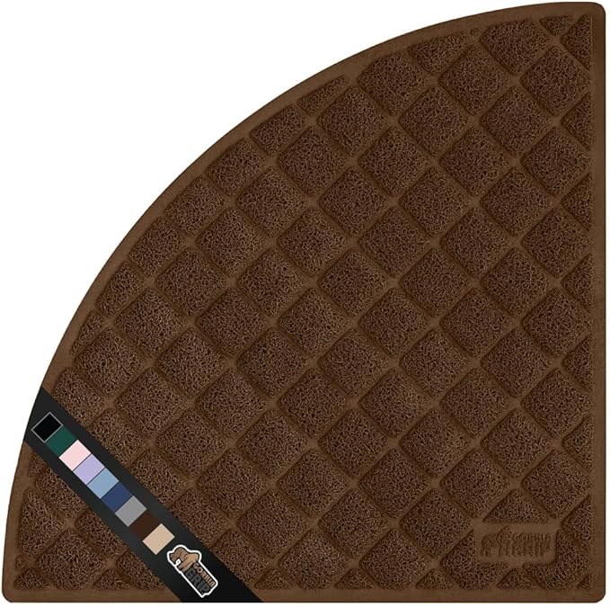 GORILLA GRIP Cat Litter Box Mat, 32x32, Water Resistant, US Designed Kitty Litter Trapping Mats, Easy to Clean, Scatter Control, Less Mess and Clean Floors, Kitten Supplies for Indoor Cats, Brown