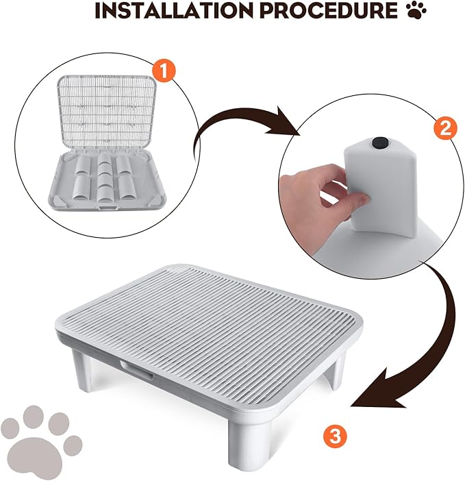Adjustable Cat Step Ramp, Double Layer Litter Box Step with Filter Function, Replaceable Feet, Elevated Litter Box Ramp for Elderly Cats Easy Cleaning Cat Catcher for Floor Indoor (Grey)