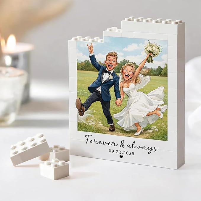 NAZENTI Custom Photo Building Block gifts for Valentines, Personalized Couple Photo Caricatures Block for Him Husband, Couple Puzzle Gift, Birthday Present For Her, Home Decor with Image