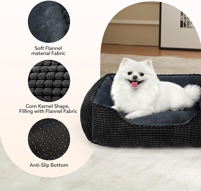 MIXJOY Dog Beds for Medium Dogs Washable, Rectangle Pet Bed Medium Size Dog, Orthopedic Sleeping Pet Sofa Bed, Soft Calming Cat Beds for Indoor Cats, Anti-Slip Bottom with Multiple Size