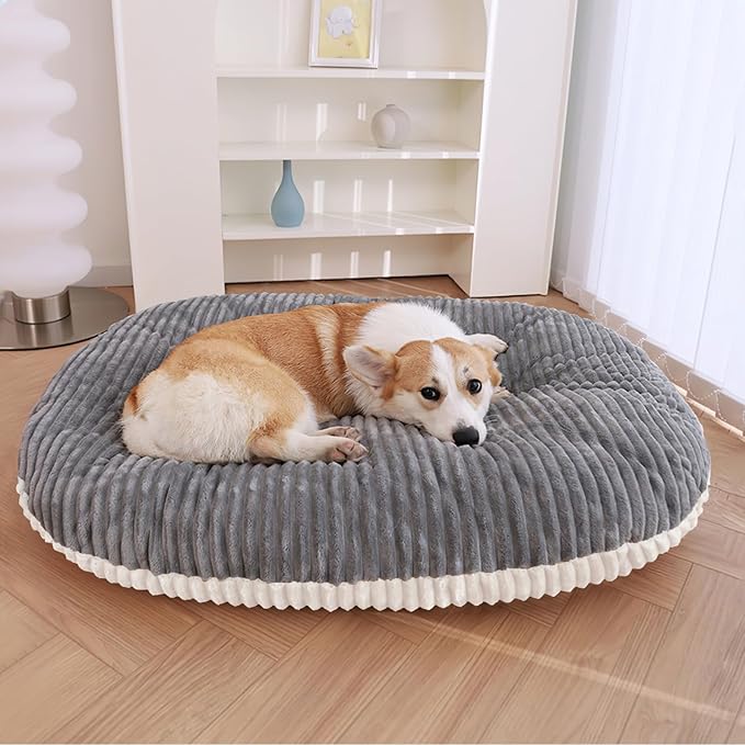 Patas Lague Reversible Orthopedic XL Dog Bed for Large Dogs 36''x24'', Memory Foam Supportive Therapy Fillings Deep Sleep Pet Beds with Removable Cover Soft Warm Washable Cat Cuddler Bed Grey