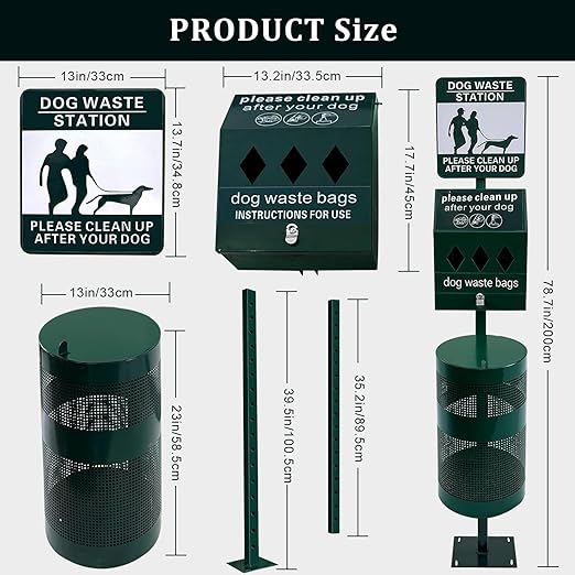 Dog Waste Station, 12 Gallons Pet Waste Bin, Outdoor Dog Waste Disposal System, for Backyard Commercial Park