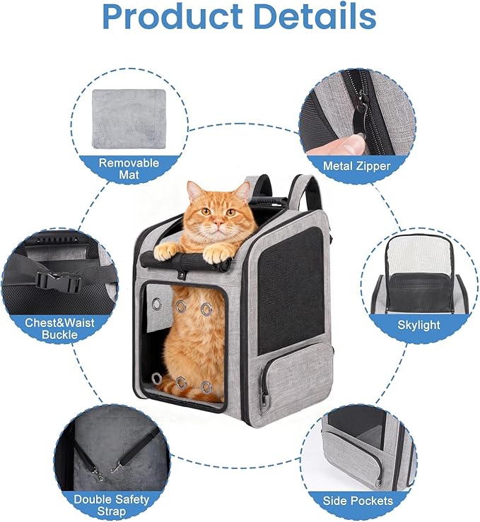 Extra Large Pet Carrier Backpack Cats Under 30 Lbs, for Dogs Puppies Rabbits Other Animals Under 25 Lbs, Ventilated Design, Great for Travel/Hiking/Outdoor Use