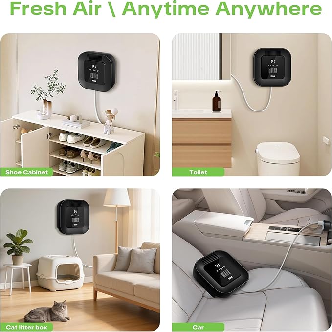 Cat Litter Deodorizer & Strong Odor Eliminator with Ozone & Aromatherapy - 5 Mode Air Purifier for Dog Poop, Cat Pee & Urine, Smoke - Plug in USB for Litter Box, Pet Home, Car, Kitchen, Bathroom