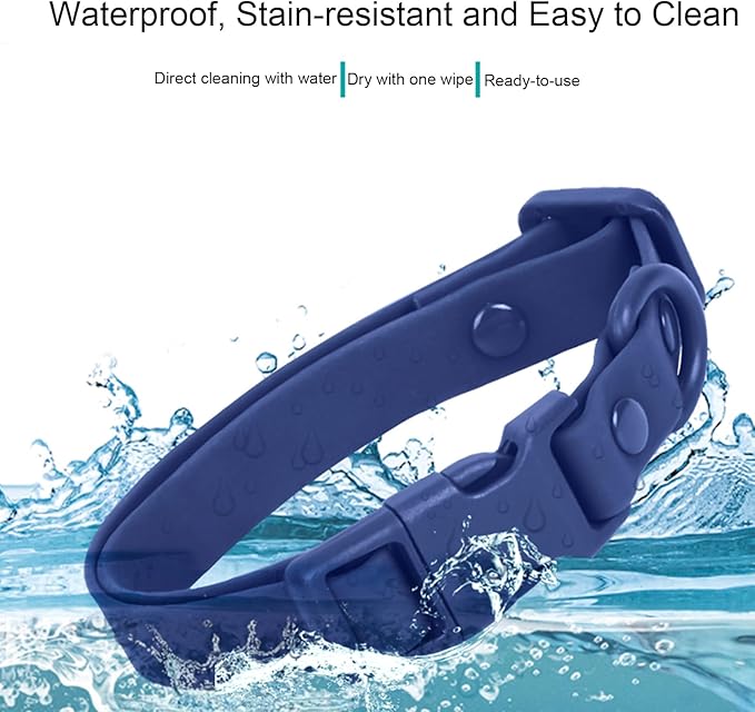 Waterproof Dog Collar Soft Rubber Dog Collar with Safety Buckle Adjustable Pet Collars for Small Medium Large Dogs