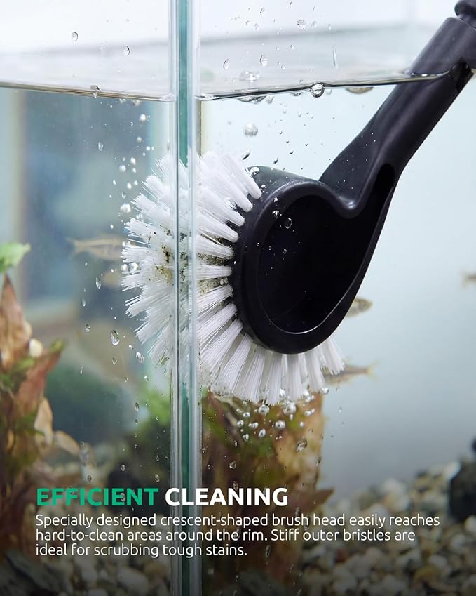 Aquarium Algae Scraper, Small Fish Tank Cleaner for Glass Algae Remover 5 in 1, Aquariums Cleaning kit with Seaweed Scraper, Flat Sponge, Fish Net, Clean Brush, Tube Brush for Freshwater, Nano Tanks