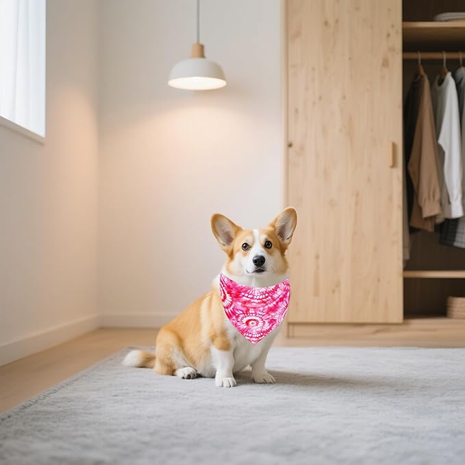 30 Pcs Tie Dye Dog Bandanas for Small Dogs Medium Stitch Dog Bandana Bulk Reversible Print One Side Large Polyester Scarves Party Grooming M