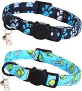 Cat Collar-2 Pack Cat Collars Tennis Balls & Footprint Cat Collar Breakaway with Kitten and Bell Pendant Safety Buckle Pet Collar Cute Cotton Collar for for Cats and Small Pets