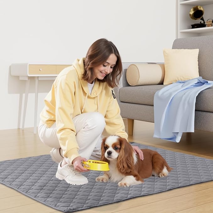Smiry Waterproof Dog Bed Cover Blanket, Soft Reversible Pet Blanket, Washable Leakproof Cats Dogs Couch Cover for Sofa, Couch, Furniture, Plaid (30x70 Inch, Grey/Dark Grey) (Pack of 2)