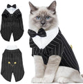 DENTRUN Cat Tuxedo Outfit, Sphynx Cat Costume Formal Suit with Bow Tie, Stylish Cat Shirt Fashion Apparel Fancy Clothes, Kitten Formal Attire Wedding Onesie Costume for Cats Only