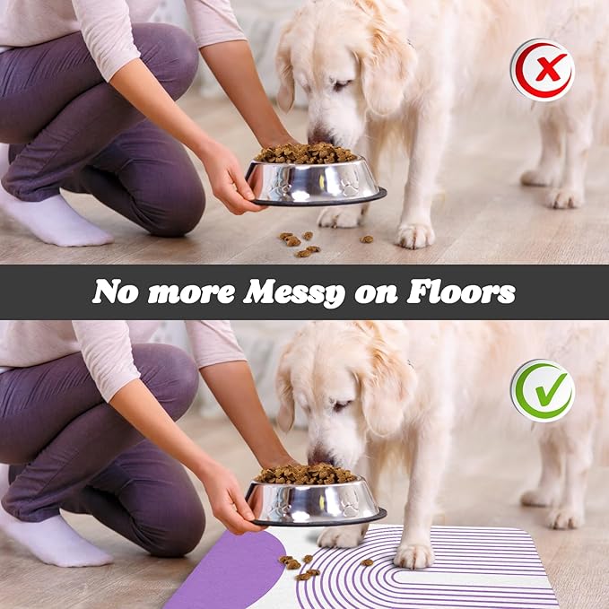 Dog Food Mats for Floors Waterproof, Cat Water Bowl Mats Pet Feeding Absorbent Mat Placemats for Food and Water Bohemia 17 * 30 inch