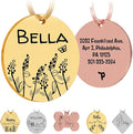 PawFurEver Custom Engraved Pet ID Tag – Personalized Dog Name Tag for Dogs and Cats, Stainless Steel Collar Accessory with Cute Designs for pet Name Tags (Circle, Gold)
