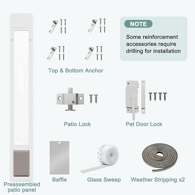 Sliding Glass Pet Door Insert, Up to 35lb for Doggie & Puppies Adjustable 77"-81" Height, Easy Install Aluminum Doggy Door with Lock,Patio Access for Small Pets
