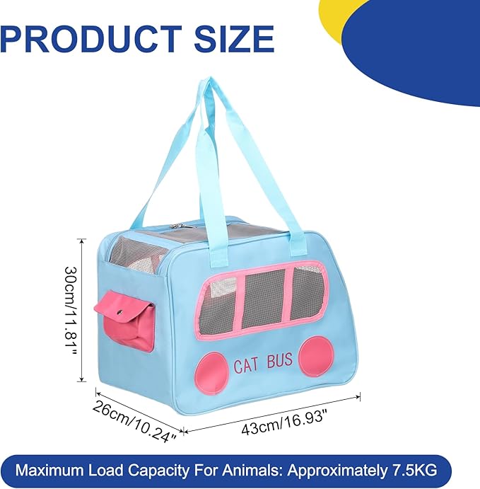 Pet Backpack Carrier, Portable and Ventilated, Oxford Cloth, Dogs Cats and Small Animals Travel Bag 16.93", (Blue, 1 Pcs), Intended for Hiking/Camping/Traveling