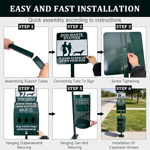 Dog Waste Station, 12 Gallons Pet Waste Bin, Outdoor Dog Waste Disposal System, for Backyard Commercial Park