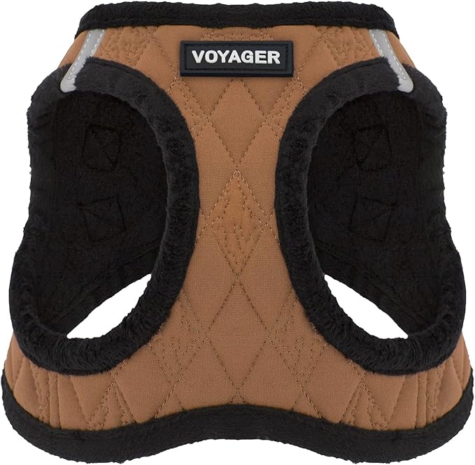 Best Pet Supplies - All Weather Plush, Reflective, No Pull Harness for Small, Medium Dogs, Cats - Secure with Hook & Loop Fastener, Buckle, Double D-Rings - Beige Plush, M