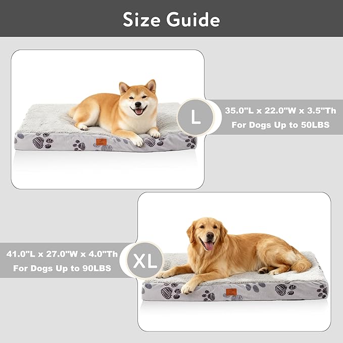 Waterproof Orthopedic Dog Bed for Extra Large Dogs 41x27x4 Inch - Egg Crate Foam Pet Crate Bed with Removable Washable Cover, Plush Top Anti-Slip Bed Mat, Navy