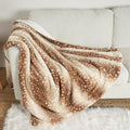 Luxury Faux Fur Blanket Deer Print, Waterproof Pet Blanket Washable, Woman Sofa Bed Couch Throw, Liquid Pee Proof for Large Dog or Cat, Reversible, Super Soft, 50x60 inch, Brown