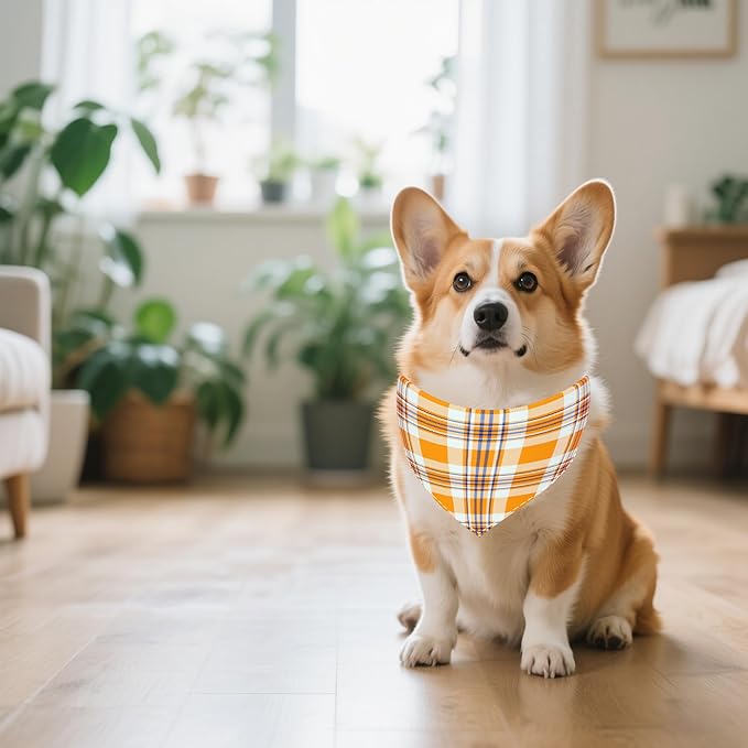 30 Pcs Plaid Dog Bandanas for Small Dogs Medium Stitch Dog Bandana Bulk Reversible Print One Side Large Polyester Scarves Party Grooming M