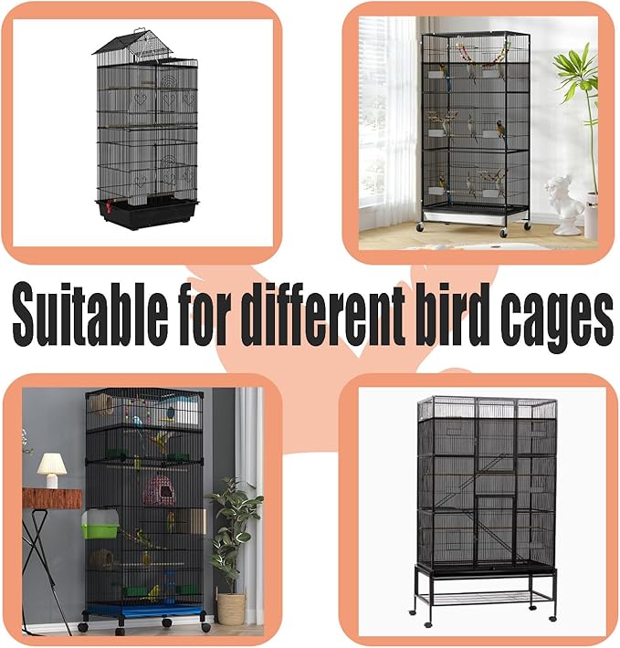 Bird Cage Seed Catcher,Large Birdcage Net Cover,Bird Cage Accessories for Parrot Parakeet Cockatiels Conures Macaw African Round Square Cages(118 * 31inch,2 PCS)