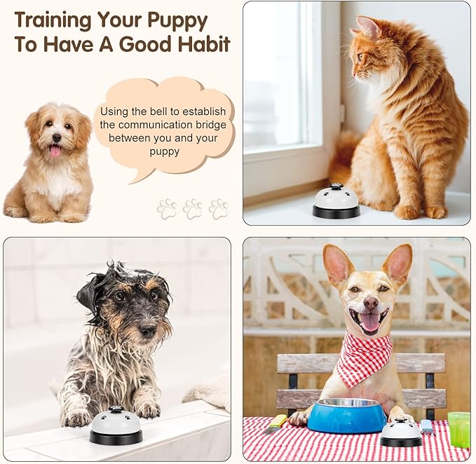 Pet Training Bells, 2 Pack Dogs Bell for Door Potty Training and to Ring to Go Outside Communication Device Dog AgilityTraining Equipment Interactive Toys (White)