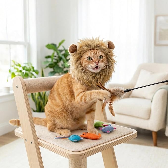 Lion Mane Wig Pet Costume,Costumes for Dogs and Cats, Small Dog Halloween Costumes, Pet Costumes for Halloween Party, Size L