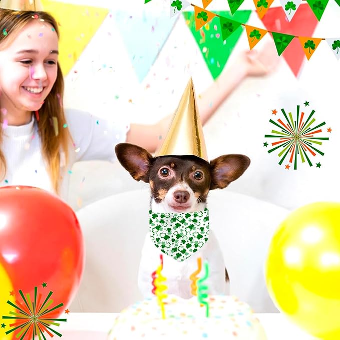St. Patrick's Day Dog Bandana, 2 Pack Adjustable Holiday Party Pets Saint Patrick Day Bandana Triangle Bibs Lucky Cat Scarf Set