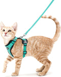 rabbitgoo Cat Harness and Leash for Walking, Escape Proof Soft Adjustable Vest Harnesses for Cats, Easy Control Breathable Reflective Strips Jacket, Emerald, S