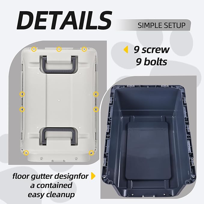 Elevon Plastic Kennels, Plastic Dog Crate, Airline Approved Pet Carrier for Dogs and Cats Longer Traveling, L