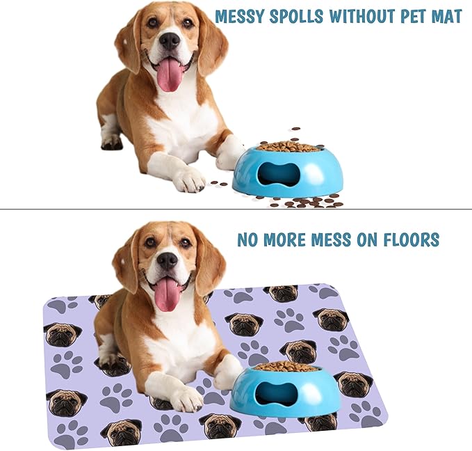 Personalized Dog Cat Mat with Name Photo Custom Placemat Feeding Mats for Food and Water Customized Non-Slip Waterproof Doormat for Bowls Outdoor Indoor Floors Gifts for Pet Owner