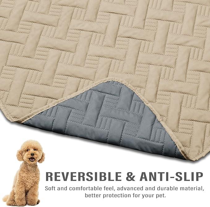 BOCTOPUG Dog Bed Cover for Pets - Blankets Rug Pads for Couch Protection Waterproof Bed Covers Dog Blanket Furniture Protector Reusable Changing Pad (Dark Grey+Beige, 20"x30")