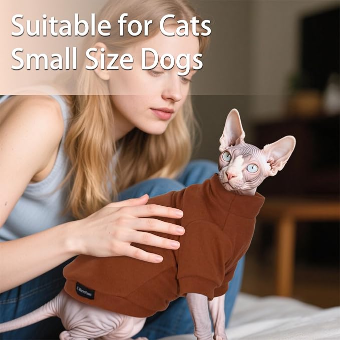 Fleece Sphynx Cat Clothes Soft Hairless Cat Clothes Pullover Cat Sweater for Chihuahua All Season Light and Warm Kitten Cloth for Cats Only Puppy Clothes Small Dog Sweater (Orange, 2XL)