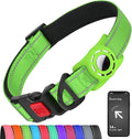 Airtag Dog Collar with AirTag Holder for Large Dogs, Reflective, Soft Padded & Safety Locking Buckle, Nylon Pet Collars Adjustable for All Breeds, Green,XL