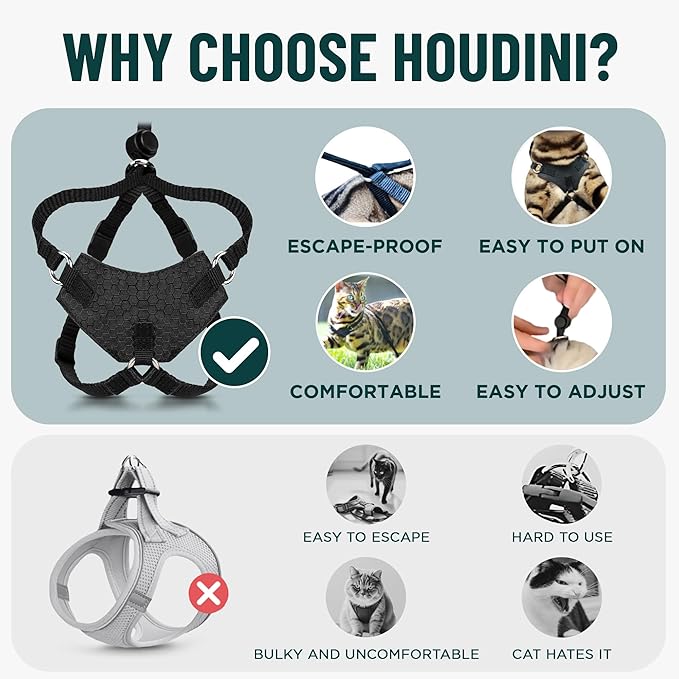 Houdini™ Escape Proof Kitten Harness and Leash Set by OutdoorBengal – Extra Small – Comfy, Adjustable and Lightweight - Houdini Cat Harness Escape Proof for Small Cats + Cat Leash 6ft (Pink, XS)