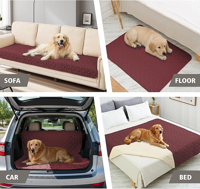 Ameritex Waterproof Pet Bed Cover Anti-Slip Dog Bed Blanket for Sofa and Furniture Waterproof New Pattern Design (Burgundy, 30x80 Inch (Pack of 1))