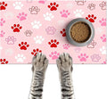 Puppy Paw Print Pet Feeding Mat 24x16 Inch Cute Pet Feeding Area Mat Pet Food Mat Pet Mats for Food and Water Dog Mat for Food and Water Indoor Feeding Corner Kitchen Floor Decor