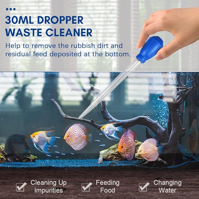 Haofy 5 in 1 Aquarium Fish Tool Cleaning Tools Kit Aquarium Gravel Cleaner Siphon Fish Tool Cleaner Water Changer for Terrarium Aquarium Scissors