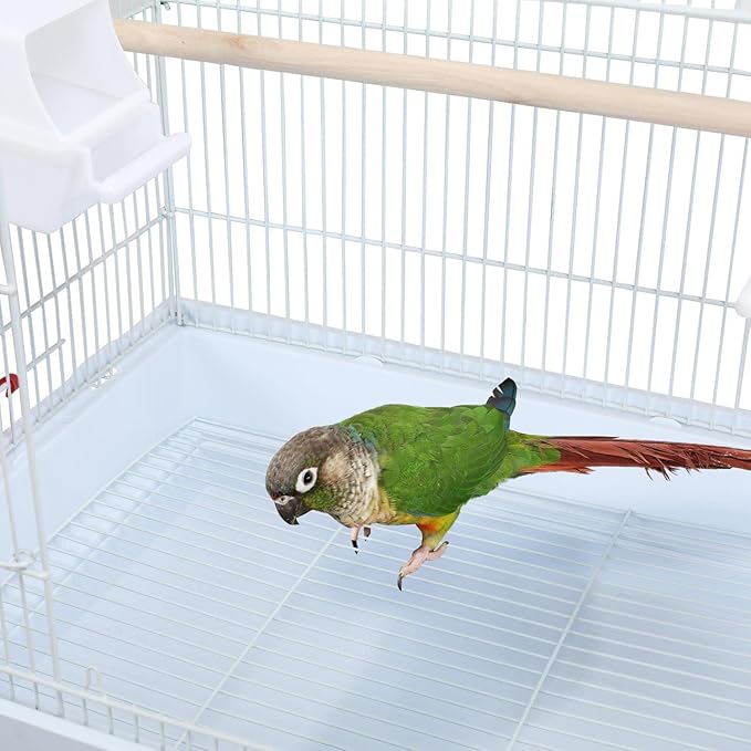 Yaheetech 41'' Open Top Medium Size Quaker Parrot Bird Cage Cockatiel Indian Ring Neck Sun Parakeet Green Cheek Conures Lovebird Budgie Canary Finch Parrotlet Bird Cage, White