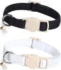 Cat Collar-2 Pack Cat Collar Black and White Linnet with Kitten and Bell Pendant Safety Buckle Adjustable Pet Collar Suitable for Cats Gift to Cats and Small Pets