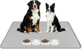 Lanstics Dog Food Mat, 40" x 28" Large Silicone Mat Dog Feeding Mat with Raised Edge Non-Slip Pet Feeding Mat for Food and Water Bowl, Easy to Clean, Floor Protection (Gray)