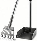 Pooper Scooper, Long Handle Pet Supplies Dog Pooper Scooper with Stainless Metal Tray and Rake for Large Medium Small Dogs Heavy Duty, Use on Grass, Dirt or Gravel