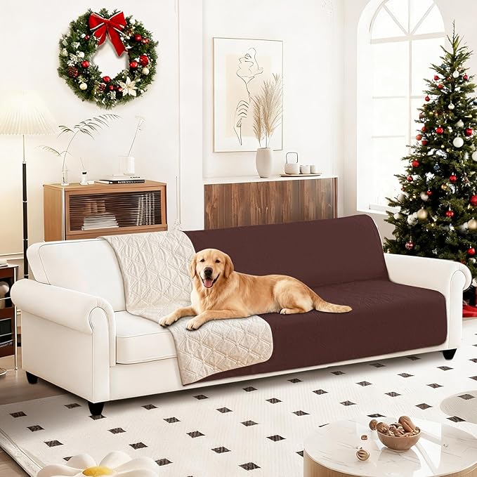Waterproof Dog Bed Cover, Non-Slip Dog Blanket for Couch, Couch Covers for Dogs Washable, Pet Blanket for Furniture, Pet Bed Mat for Sofa, Car, Pet Supplies (82x82 Inch, Coffee)