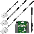 XBX Long Handle Cat Litter Scoop with Holder, Adjustable Extendable Metal Litter Scooper, Stainless Steel Shovel Sifter for Litter Box Cleaning, Durable Cat Pooper Scooper for Home Use