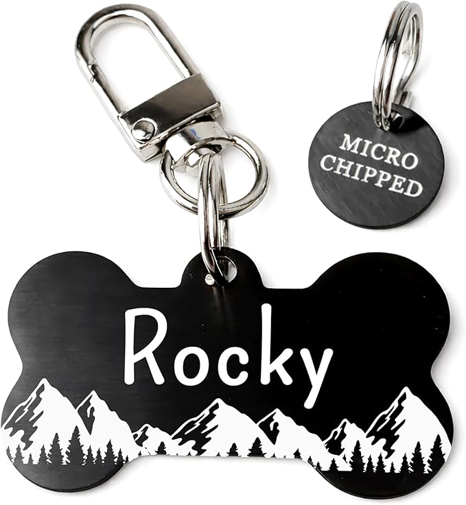 Ultra Joys Stainless Steel Pet ID Tag Dog Name Tags Personalized Front and Back Engraving, Customized Dog Tags and Cat Tags, Optional Engraved on Both Sides, Custom Your Own, Large
