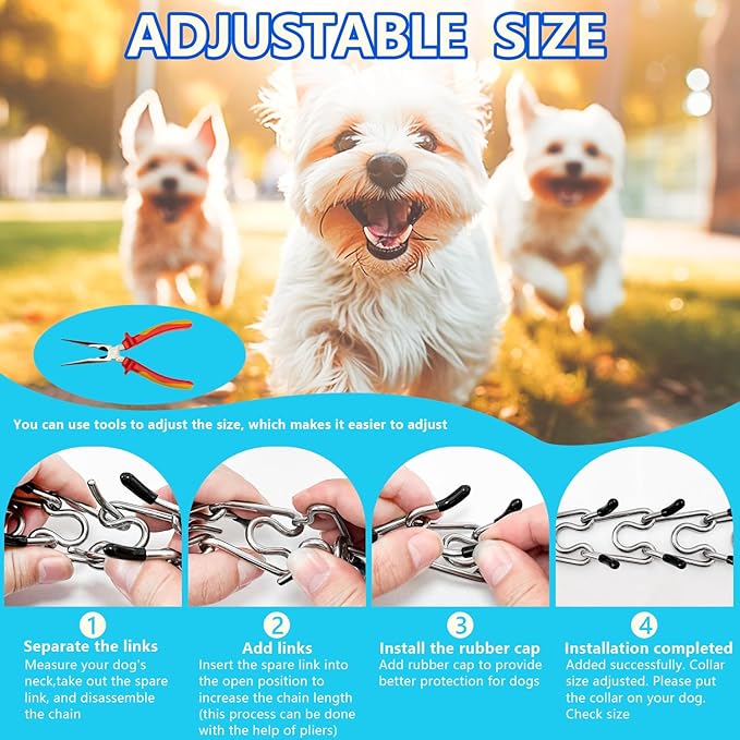 Stainless Steel Dog Collar, Tangle-Free 360° Swivel Collar with Quick-Release Buckle, Adjustable for Small, Medium and Large Dogs (XL-4.0mm)