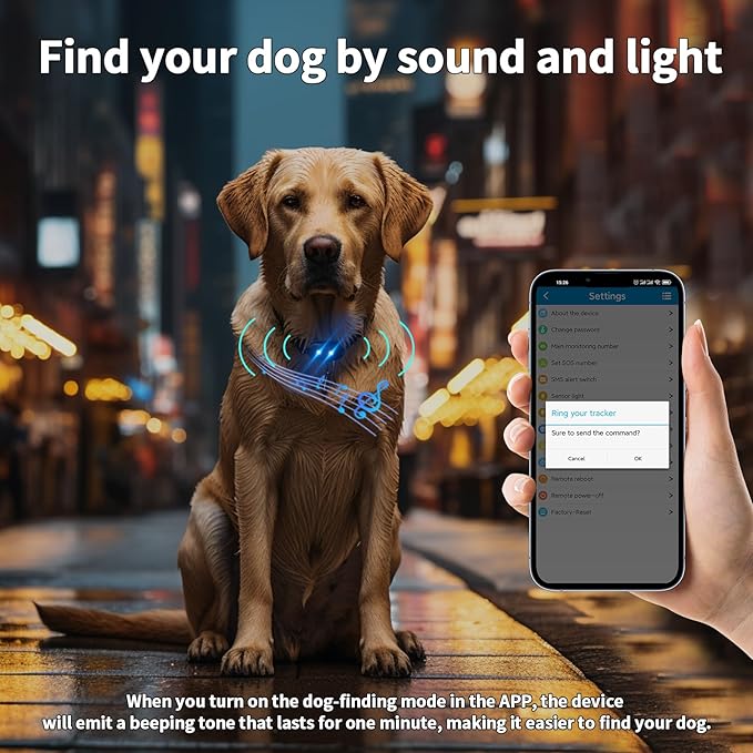 GPS 4G Tracker & Health Monitoring for Dog with LED Light Up,Sounding, Waterproof GPS Location & Smart Pet Activity Tracker, Unlimited Range use for Dogs Collar. (Large)