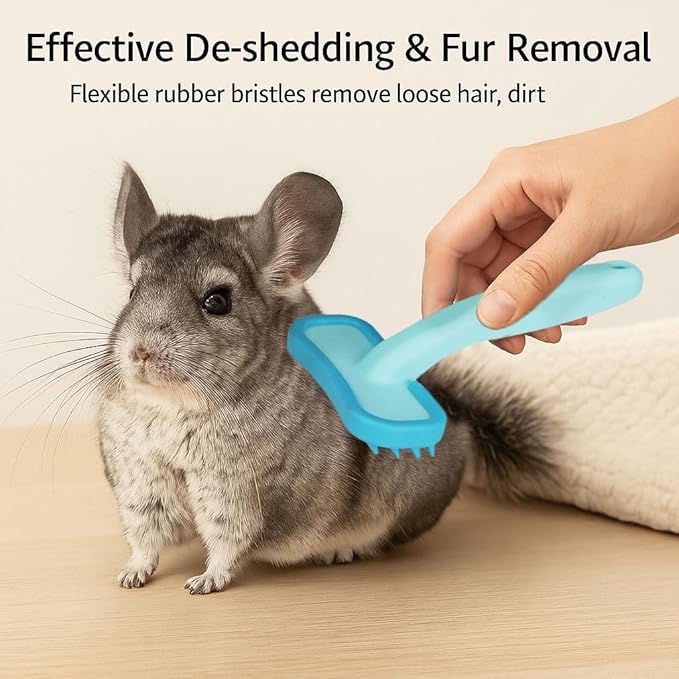 2 Pack Bunny and Chinchilla Grooming Brush – Soft Silicone De-Shedding Bath & Massage Comb for Rabbits, Guinea Pigs, Small Pets, Cats, Dogs, Kittens & Puppies