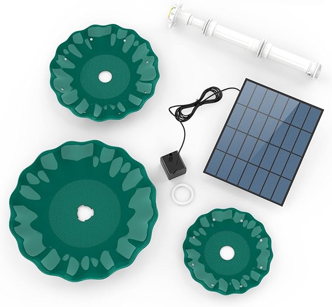 AISITIN 3 Tiered Bird Bath with 3.5W Solar Pump, DIY Solar Fountain Detachable and Suitable for Bird Bath, Garden Decoration, Outdoor Bird Feeder